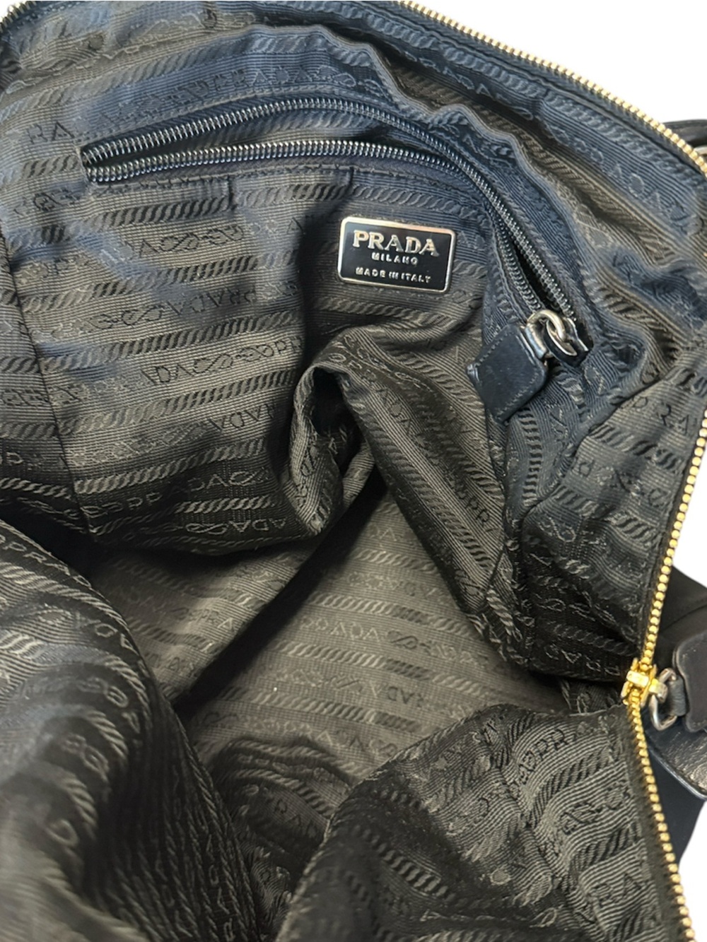Prada Black Nylon Tote with Gold Chain Straps - Picture 5 of 10